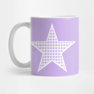 Pale Purple and White Gingham Star Mug